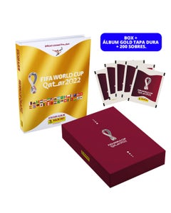 FIFA World Cup Qatar 2022™ - Box Premium Álbum Gold Tapa Dura + 200 Sobres